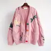 Suéter Bordado Estilo Preguiçoso Moda Europeia e Americana para Mulheres, Outono e Inverno 2026 Novo Design de Letras Cardigan de Tricô Solto