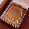 Tienda de Oro Mismo Estilo Arena Dorada Láser Calabaza Pulsera Alta Retención de Color Mariposa Brillante Joyería de Nicho Exquisita Trébol de Cuatro Hojas Mayoreo
