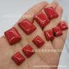 10x 12 15x 20 mm coral rojo imitación rectangular fondo plano media cuenta anillo DIY joyería estilo étnico con cuentas