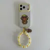 Estuche de Cuentas Gatito Kikty de Lunares para Apple 18 Pro Max, iPhone 17 con pulsera, lindo para 16, 15P para mujeres