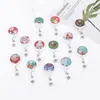 Chaveiro retrátil artístico para atacado de fabricantes, chaveiro retrátil redondo com diamantes completos, porta-crachá criativo, porta-crachá de identificação