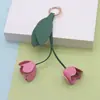 Estilo Xiaohongshu Couro PU Artesanal Chaveiro Tulipa Fofo Personalizado Porta-Chave de Carro Pingente