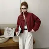 Jaqueta de Trabalho Curta Fashionável para Mulheres, Nova Coleção Outono 2026, Gola Alta, Fivela Diagonal, Estilo Coreano, Caimento Solto, Jaqueta com Zíper para Mulheres Baixas