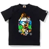 Camiseta de manga corta de la marca japonesa de moda BAPE, peso pesado de verano 240g algodón puro, camuflaje de cabeza de mono, tiburón mono, venta al por mayor transfronteriza