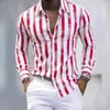 Nueva camisa de manga larga a rayas con estampado 3D para hombre de comercio exterior para otoño y primavera, moderna para el uso diario en Amazon y AliExpress