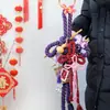 Adorno colgante de cuerda de algodón con nudo chino bicolor multicolor del Año del Caballo, Nudo tejido de bambú Caballo del Zodiaco Calabaza, Colgante de puerta festivo y auspicioso