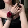 Pulsera de Encaje Rosa Diablo para Muñeca de Mujer Manga Roja Vestido de Novia Lolita Lolita