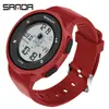 Relógio Esportivo Multifuncional Sanda para Homens e Mulheres, Despertador Simples com Display Único, Relógio de Pulso Casual Luminoso, Relógio Eletrônico Popular para Festa de Estudantes