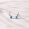 Aretes de botón de plata s925 para mujer estilo coreano alas de ángel elegantes aretes de celebridad en línea diseño personalizado estilo ins aretes de moda
