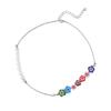 Collar de perlas con bordado de flores y esmalte de colores de nicho para mujer, estilo pastoral fresco, cadena de clavícula de acero y titanio con diseño Sense