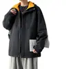 Forro de Color Contrastante, Doble Cara, Chaqueta Impermeable y Cortavientos Fina para Primavera y Otoño, Chaqueta con Capucha Versátil Unisex para Viajar