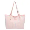 Bolsa Casual para Deslocamento de Grande Capacidade Feminina 2025 Nova Moda Estudante Universitário Aula Ombro Listrada Bordado Bolsa Tote