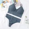 Sujetador push-up inalámbrico europeo y americano transfronterizo, fino, sexy, espalda bonita, ropa interior deportiva base, traje de sujetador de dos piezas para mujer