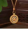 Collar con Colgante de Brújula Giratoria Incrustada de Diamantes Bañado en Oro Antiguo del Mismo Estilo Weixue, Nuevo Estilo Chino, Estilo Nacional, Gira la Fortuna, Lujo Ligero