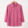 Camisa de verano de la abuela con mangas tres cuartos, algodón puro, ligera, top tipo cárdigan para mujeres mayores, ropa casual para madres