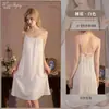 Pijamas Sexy para Mujer Simples de Alta Gama Pura Tentación Camisola Camisón con Almohadillas en el Pecho Pijamas Sexy sin Espalda con Cordones para Mujer