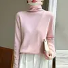 Camisa básica de tricô feminina de manga comprida, novo suéter pulôver, blusa de tricô solta com gola dupla empilhada e cores contrastantes para outono e inverno