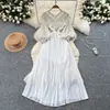 Vestido Puff con Mangas Abullonadas Estilo Palacio para Mujer, Diseño Otoñal con Borlas, Estilo Maduro y Elegante, Falda Larga con Dobladillo Amplio