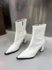 Botines Chuyuji estilo francés de punta gruesa con cremallera lateral para mujer, nuevos para otoño e invierno 2026, de tacón alto y ajuste ceñido