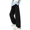 Marca de moda americana Corte inclinado Gris Peso pesado Pierna recta Caída Pantalones de chándal Unisex Otoño Holgado Pierna ancha Deportivos Casual Largos