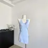 Camisola con Flores Tridimensionales Espalda Hermosa Cuello en V Halter para Mujer Ropa Exterior de Primavera y Verano Diseño Ajustado Sexy Sin Mangas