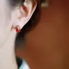 Aretes de Plata de Ley con Ónice Rojo del Sur y Jade Hetian Forma de Calabaza para Mujer Diseño de Nicho Vintage Sentimiento de Cumpleaños Año Aretes Rojos Aretes