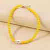 Collar elástico con cuentas redondas de acrílico transfronterizo europeo y americano, cadena para la clavícula de lujo ligero y de alta gama, accesorio de collar simple y moderno para mujer