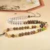 Colar de Contas Dzi de Ágata com Cristal Transparente, Adequado para Pendurar Thangka, Estilo Tibetano, Cordão de Colar Versátil Étnico Retrô para Homens e Mulheres