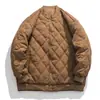 Chaqueta de algodón para hombre, invierno, con capucha, de plumón y algodón, patrón de rombos, marca de moda, chaqueta acolchada de algodón, protección contra el frío, chaqueta tipo béisbol, top