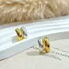 Cores Contrastantes Dourado e Prata ~ Brincos de Luxo para Mulheres, Brincos de Agulha Semi-Arco Simples e Modernos, Brincos Hip-Hop de Celebridade da Internet para Mulheres, Estilo Ins
