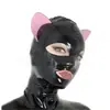 Capuz Sexy de Látex Máscara de Látex com Zíper Role-Playing Cosplay Capuz com Orelhas de Gato