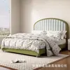 Cama Tapizada Suave Estilo Retro Lujo Ligero, Cama Doble Dopamina, Cama Doble para Dormitorio Principal Estilo Crema Francés, Cama Moderna Minimalista de Borde a Ras