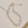 Pulseira de Círculo Liso com Fecho de Bolha Resistente em Prata Esterlina S925 para Mulheres Moda Coreana Versátil Minimalista Joia de Alto Padrão