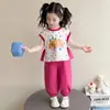 Conjunto Casual para Niña Verano 2026 Nuevo Chaleco de Dibujos Animados para Niños Vestido de Verano Pantalones Anti-Mosquitos para Bebé Conjunto de Dos Piezas
