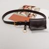 Cinto Fino Feminino de Couro Genuíno Pequena Bolsa de Cintura Decorativa para Vestido de Terno Casaco Suéter Novo 2024