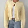 2026 Cardigan Corto de Punto Ligero Estilo Europeo y Americano de Amazon, Cuello Redondo Abotonado Holgado de Manga Larga Chaqueta de Punto Suave