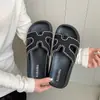 Sandalias con Bordes de Diamante en Forma de H para Mujer, Ropa Exterior de Verano, Estilo Ins de Moda y Versátil, Zapatos de Playa de Gama Alta para Mujer de Comercio Exterior