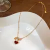 Colar Exquisito Coreano de Coração com Gotejamento de Óleo Dupla Face para Mulheres, Luxo Acessível, Corrente de Clavícula de Alta Qualidade, Corrente de Pescoço de Nicho, Acessórios, Corrente para Suéter
