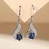 Pendientes de Moda Europeos y Americanos de Circonita en Forma de Gota para Mujer, Elegantes Pendientes Colgantes Incrustados de Diamantes, Modelo Más Vendido Transfronterizo