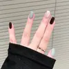 Uñas Cortas Portátiles, Azul Claro, Marrón Oscuro, Rosa Claro, Manicura Color Morandi, Uñas Postizas de Alta Gama, Versátiles para el Viaje Diario