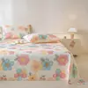 Modelo nuevo 2026 sábana de cama de algodón grueso pieza única 100% algodón puro funda de almohada de lino engrosada juego de tres piezas tapete de enfriamiento de verano
