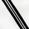 Fita de Malha de Poliéster Tricotada Preto e Branco Cinto de Malha Respirável Faixa Decorativa Listrada Lateral de Calça Venda por Atacado