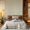 Estilo Retro Old Money de los 50s Juego de Cuatro Piezas Jacquard 100% Algodón Funda Nórdica de Borde Ancho Sábana Bajera Cama de Tacto de Alta Gama