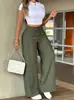 Pantalones de Pierna Ancha con Cordón de Cintura Alta Europeos y Americanos para Mujer, Caída, Adelgazantes, Rectos, Casuales, Largos, Fuente Transfronteriza, Venta al por Mayor