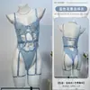 Mar de Flores Mar Humor Lencería Correas de Pierna de Encaje Flores Bordadas Pesadas Pura Deseo Body Transparente A1197 Bata de Batalla