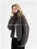 Cardigã de tricô de gola alta novo para outono e inverno, estilo europeu e americano, para mulheres, casaco suéter solto e macio, blusa de manga longa cor sólida
