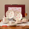 Conjunto de Louça Cerâmica Estilo Country "Dama em Esplendor" Branco Leitoso Esmaltado - Tigelas Domésticas, Xícaras, Pratos - Presente de Casamento, Presente de Inauguração de Casa
