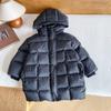 Wind Valley 2024 Invierno Nuevo Ropa Infantil Infantil Coreana de Alta Gama Color Sólido Chaqueta de Plumón de Media Longitud con Capucha para Niños y Niñas