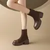 Botas Chelsea Britânicas da Moda Primavera/Outono 2026, de cano curto, justas, com solas grossas, elásticas, que aumentam a altura, sapatos femininos de salto único da moda.