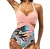 [Traje de banho feminino multicolorido europeu e americano] maiô de uma peça estilo cruzado Amazon comércio exterior transfronteiriço maiô feminino